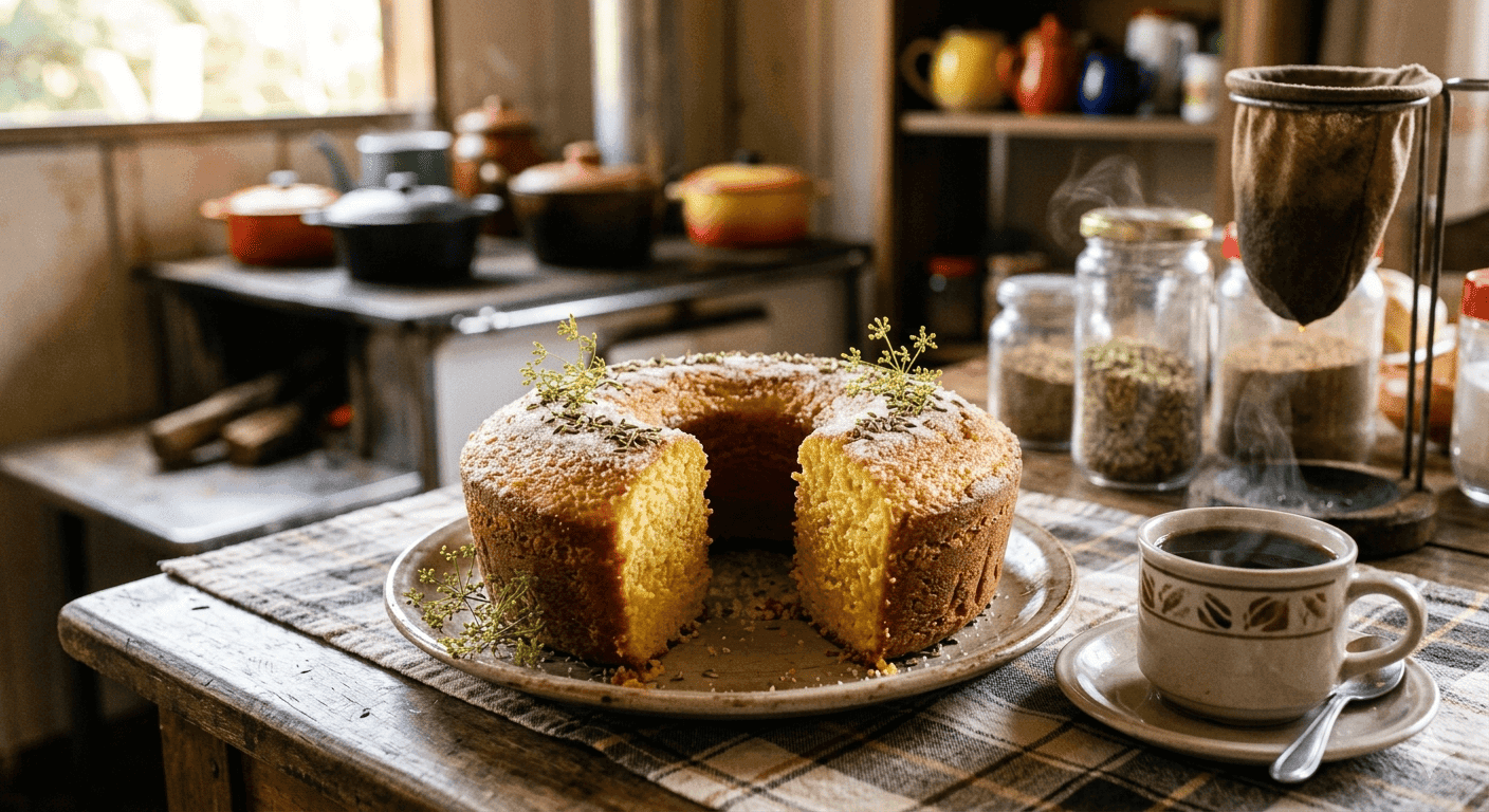 Bolo de Fubá com Erva-Doce