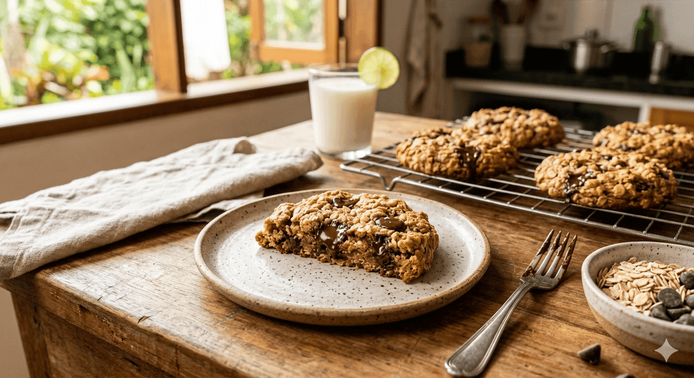 Cookies de Aveia com Gotas de Chocolate