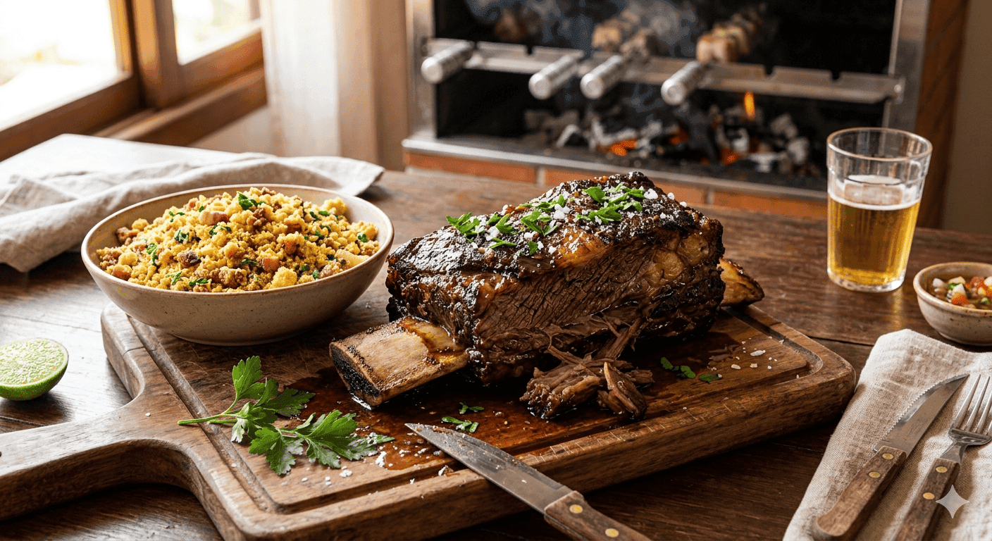 Costela Bovina no Bafo com Farofa de Manteiga