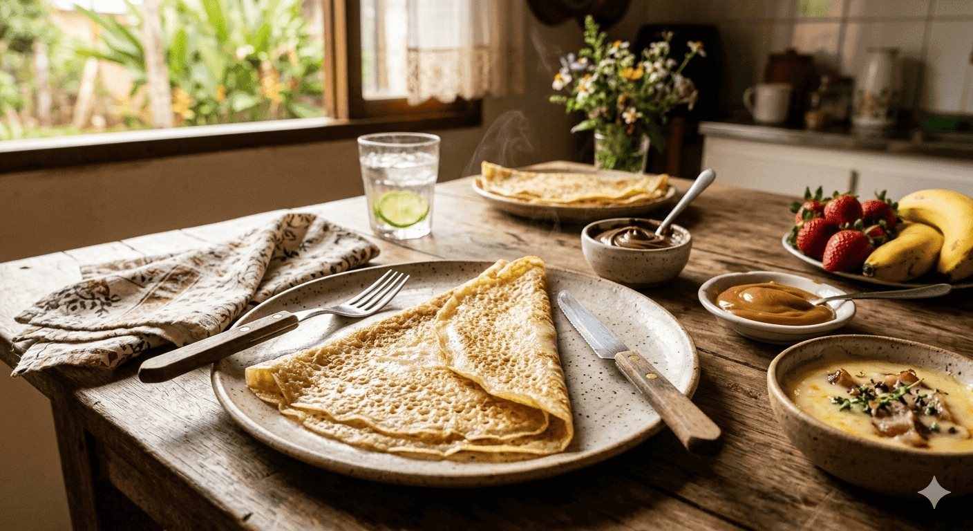 Crepe Francês com Opções de Recheio