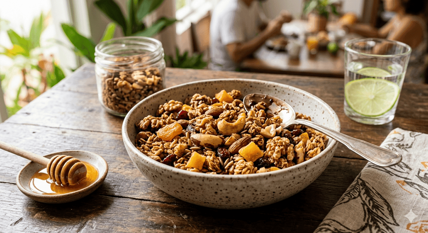 Granola Caseira com Mel e Frutas Secas