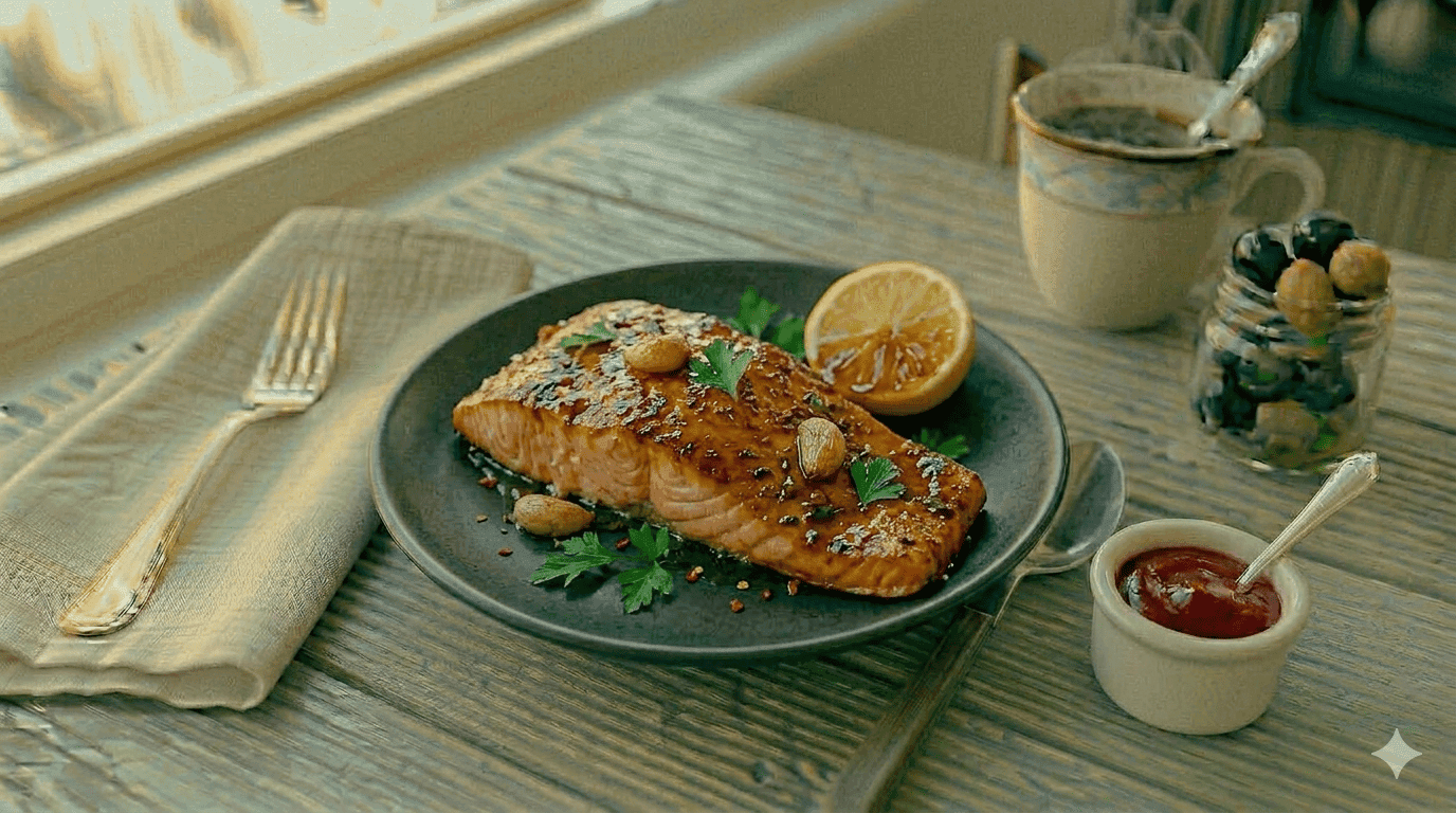 Salmão ao Forno com Crosta de Mostarda e Mel