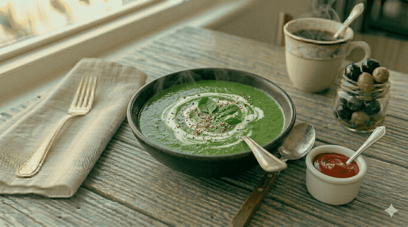 Sopa Creme de Espinafre com Noz-Moscada