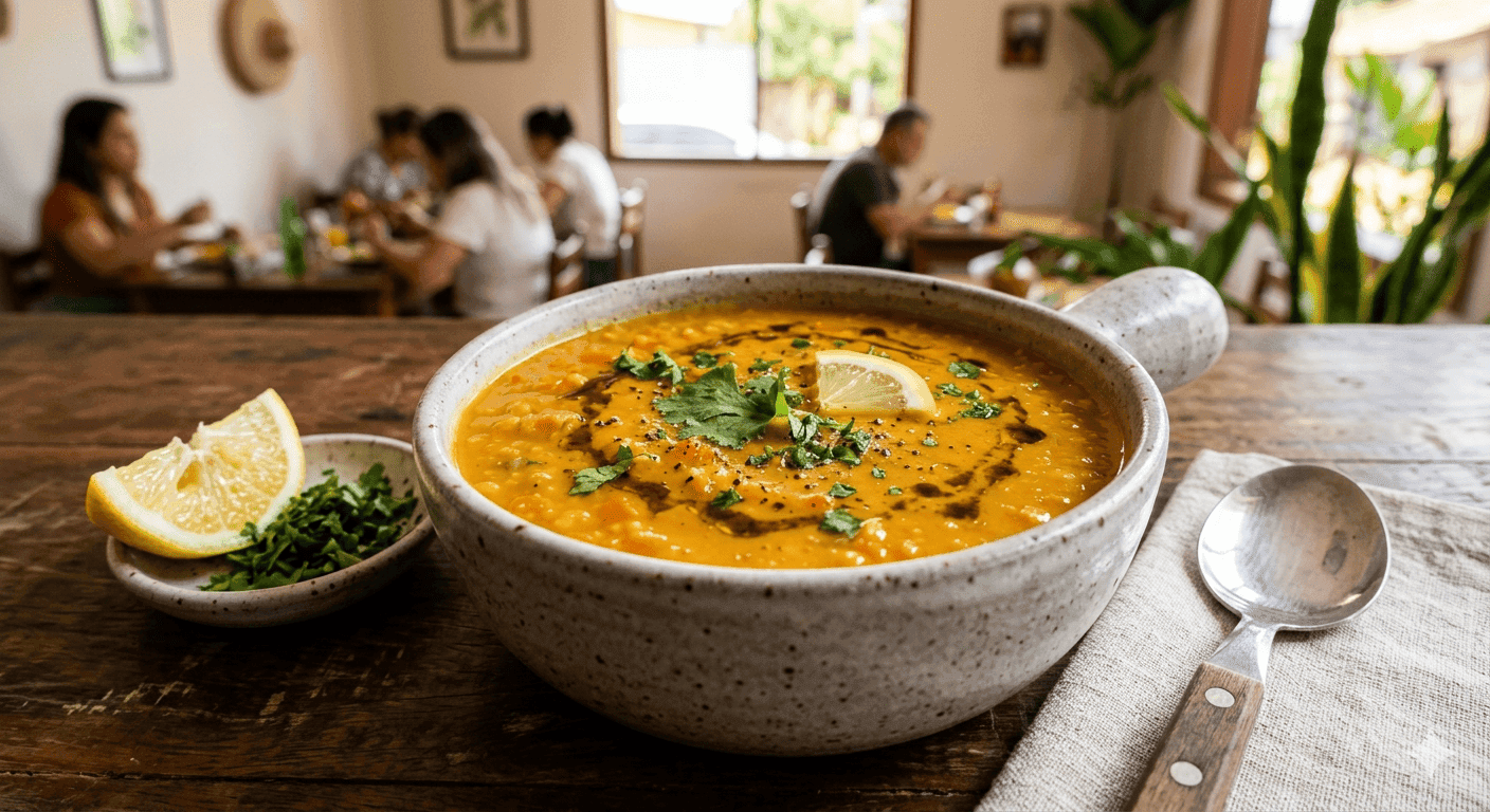 Sopa de Lentilha com Cúrcuma e Limão