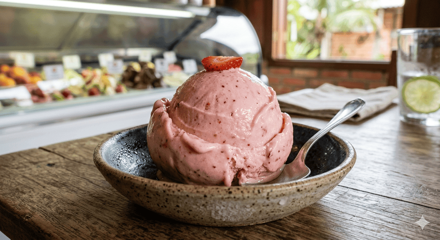 Sorvete de Morango Artesanal