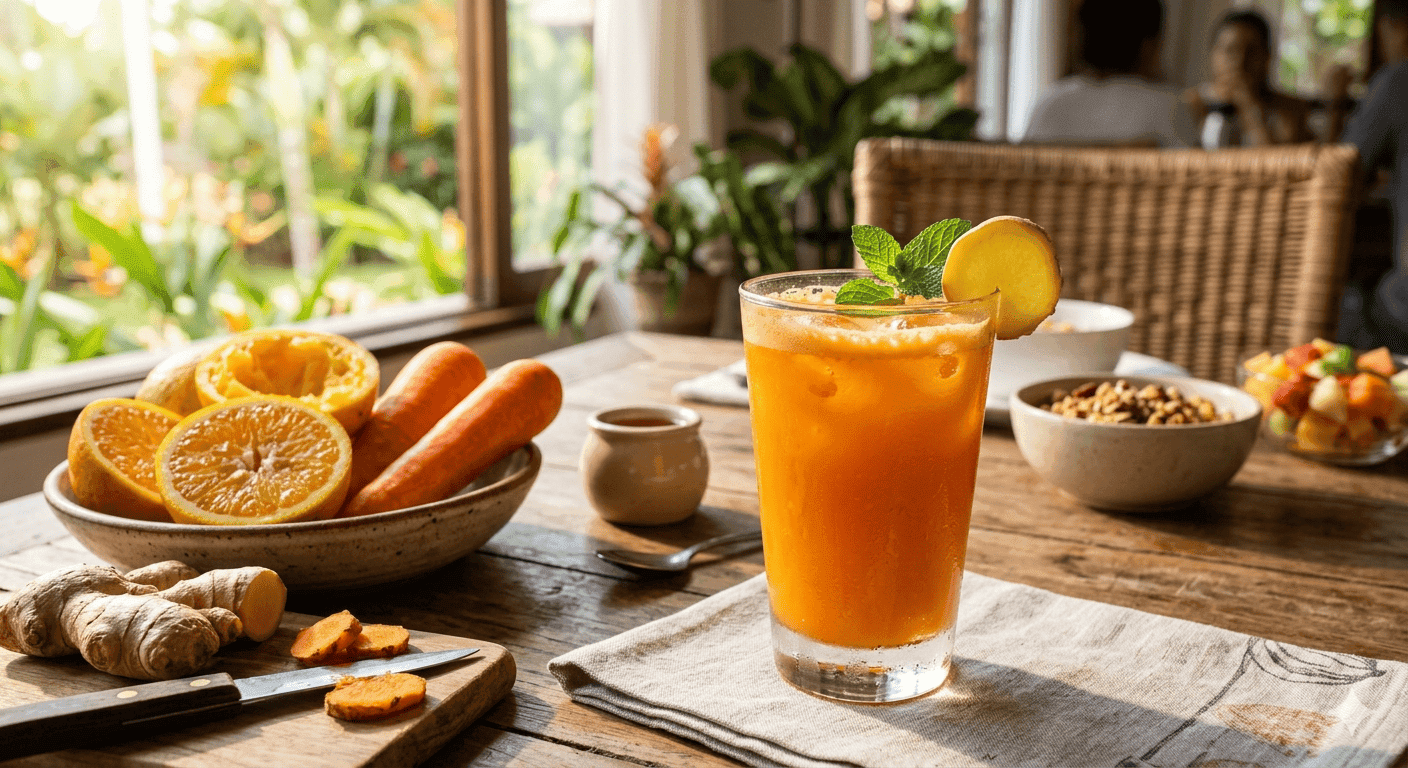 Suco de Laranja com Cenoura e Gengibre