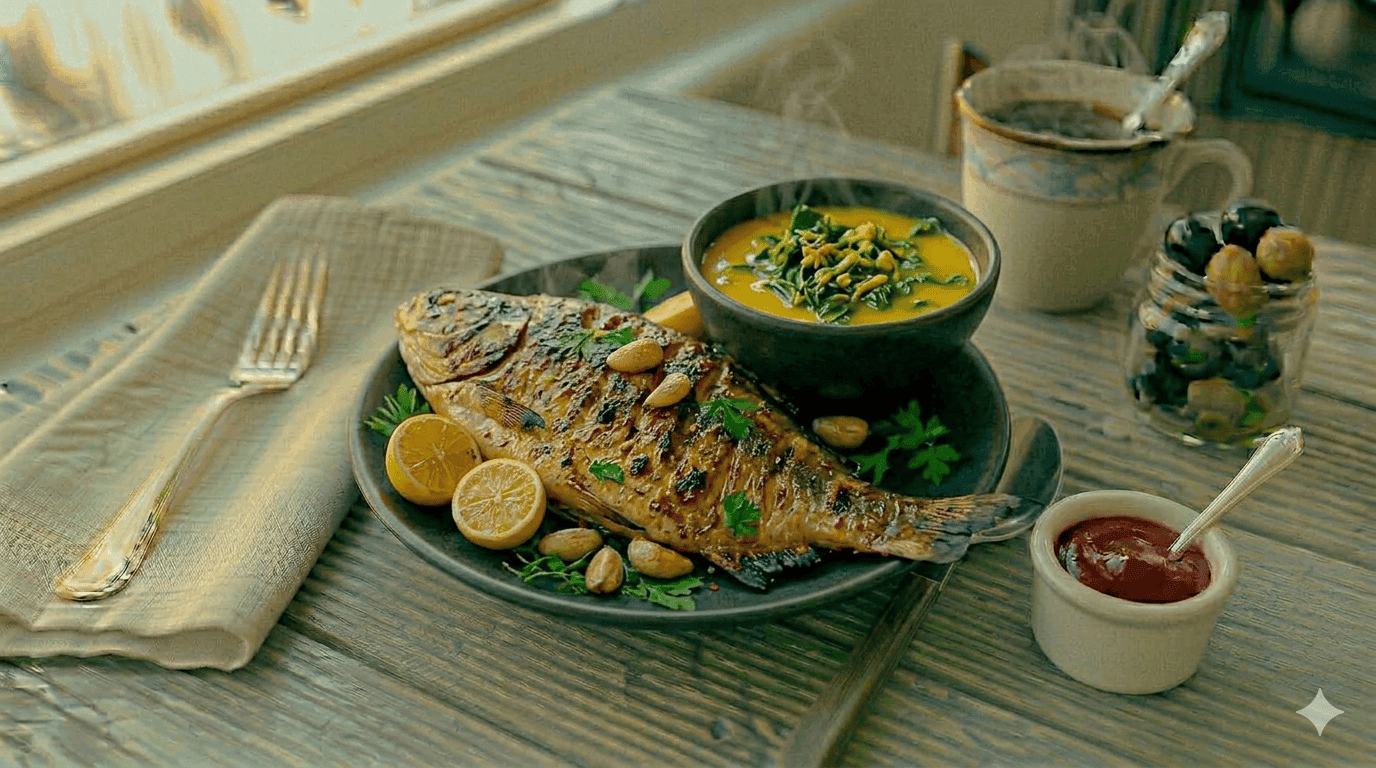 Tambaqui Assado na Brasa com Tucupi e Jambu