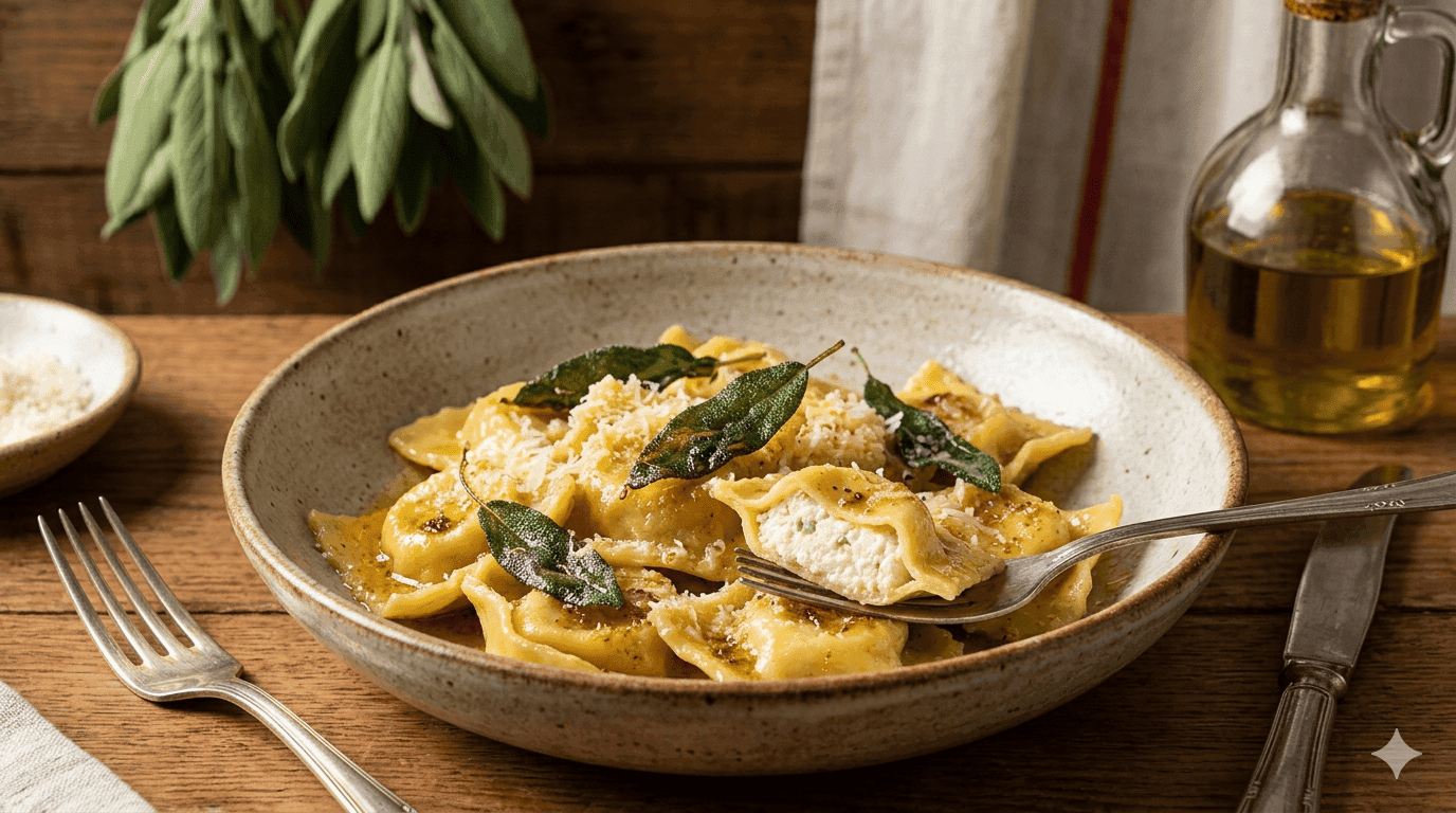 Tortei de Queijo na Manteiga e Sálvia