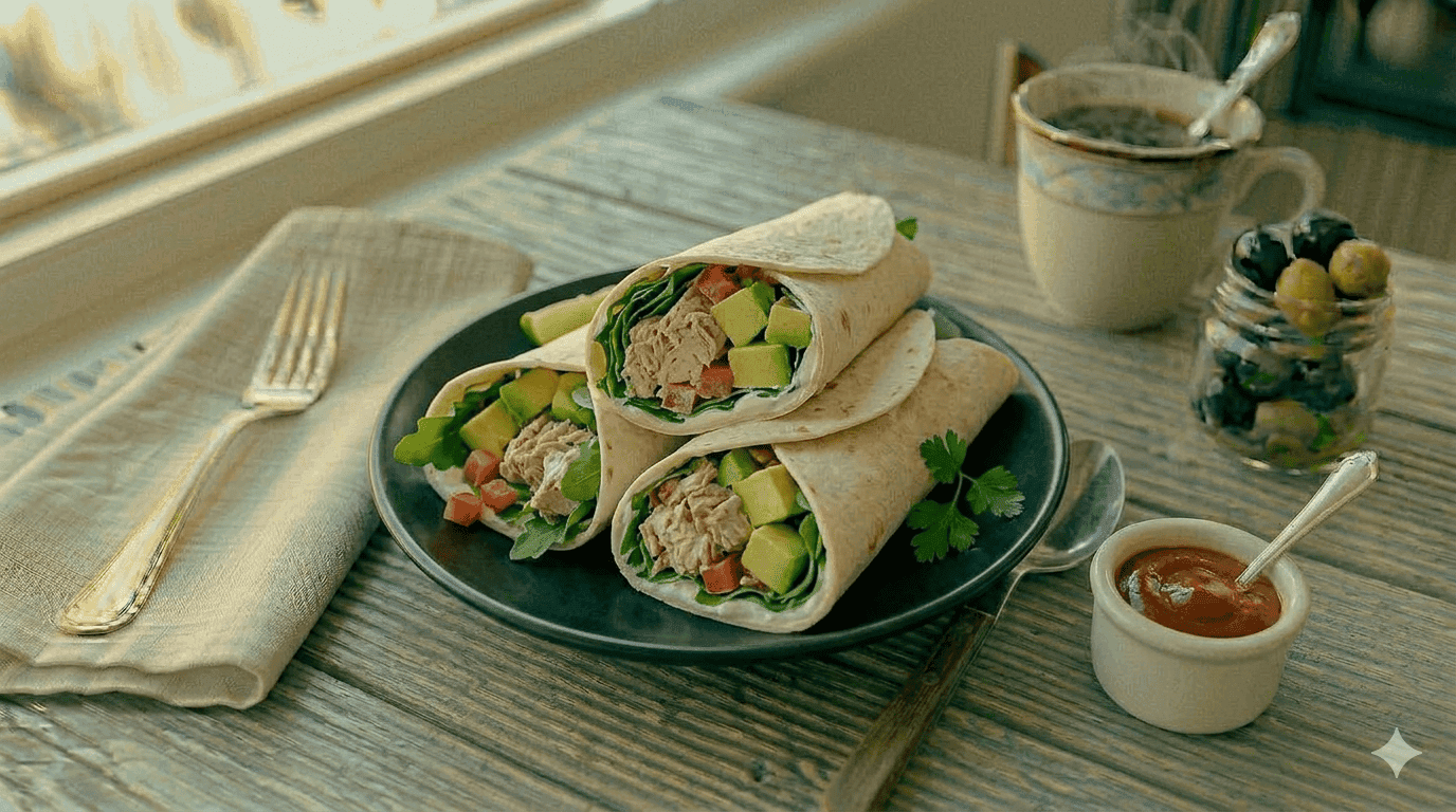 Wrap de Atum com Abacate e Cream Cheese