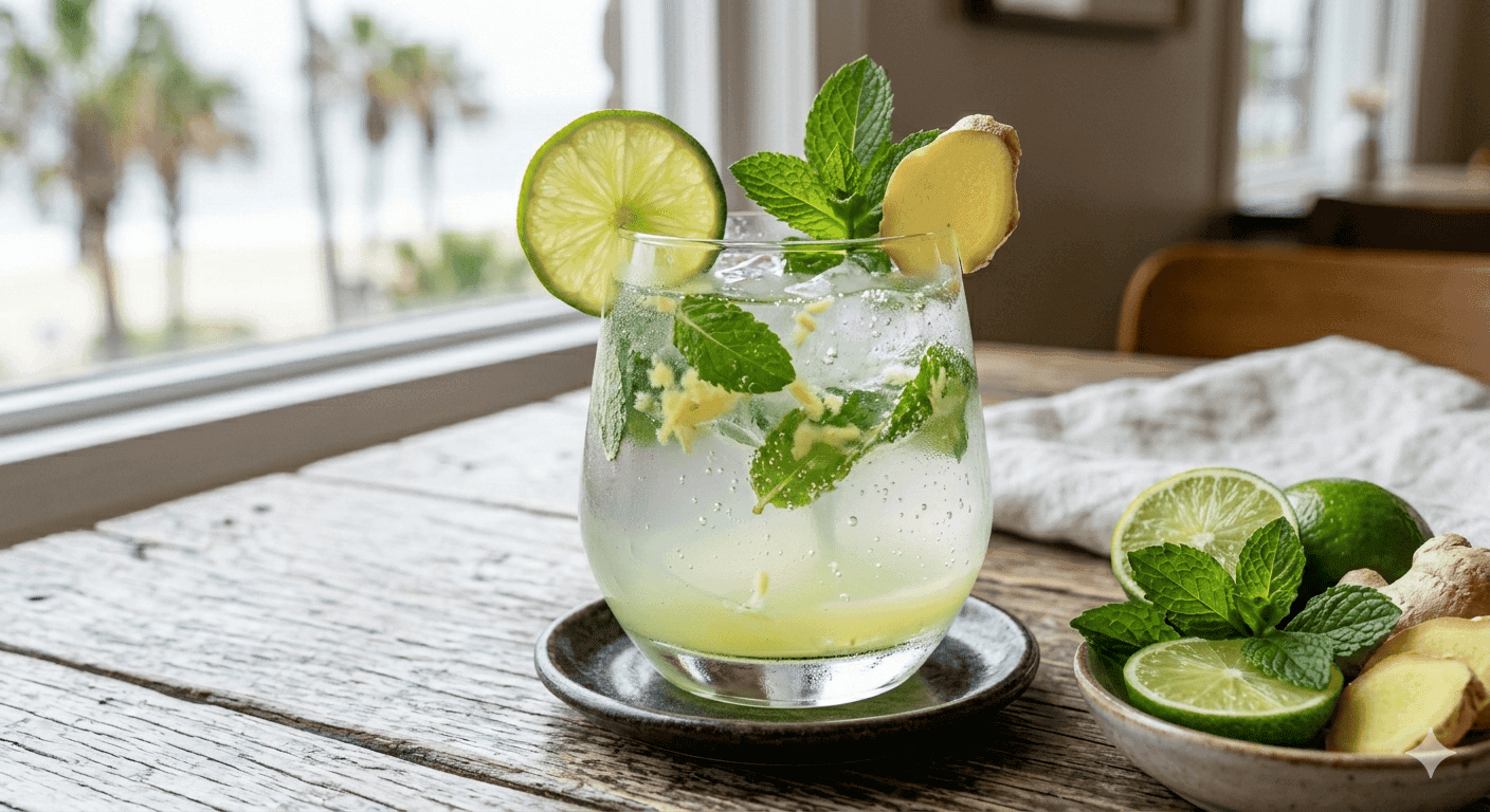Água de Coco com Hortelã e Limão