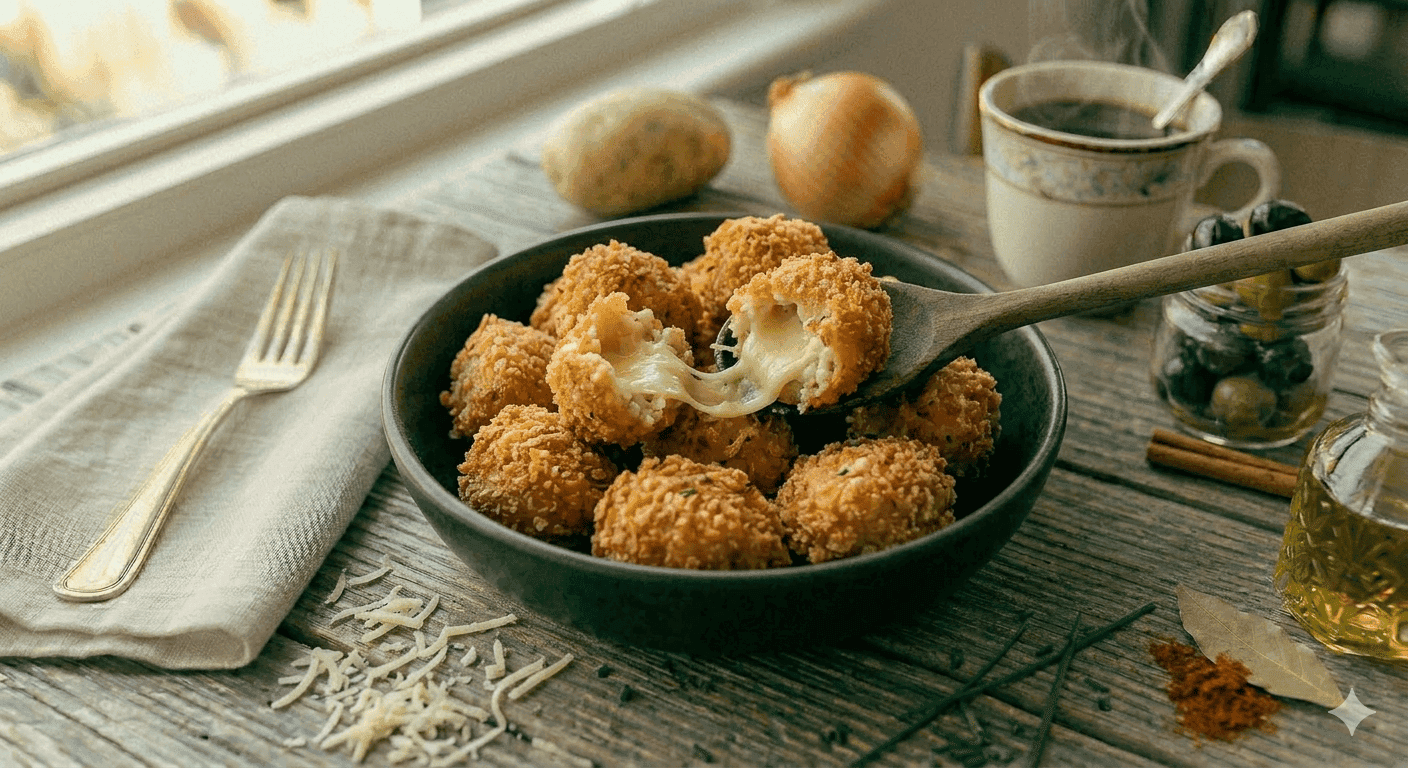 Bolinho de Arroz Frito com Queijo