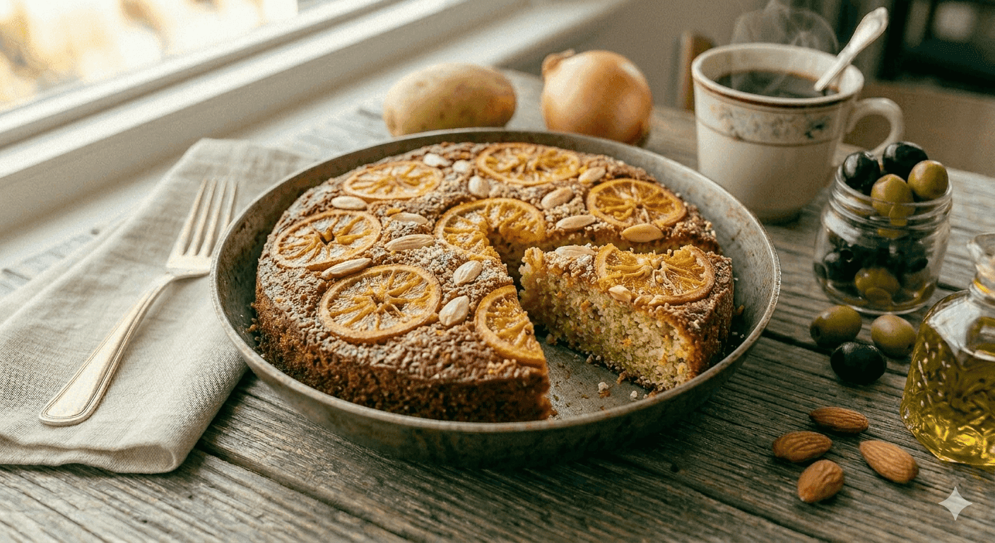 Bolo de Azeite com Laranja e Amêndoas