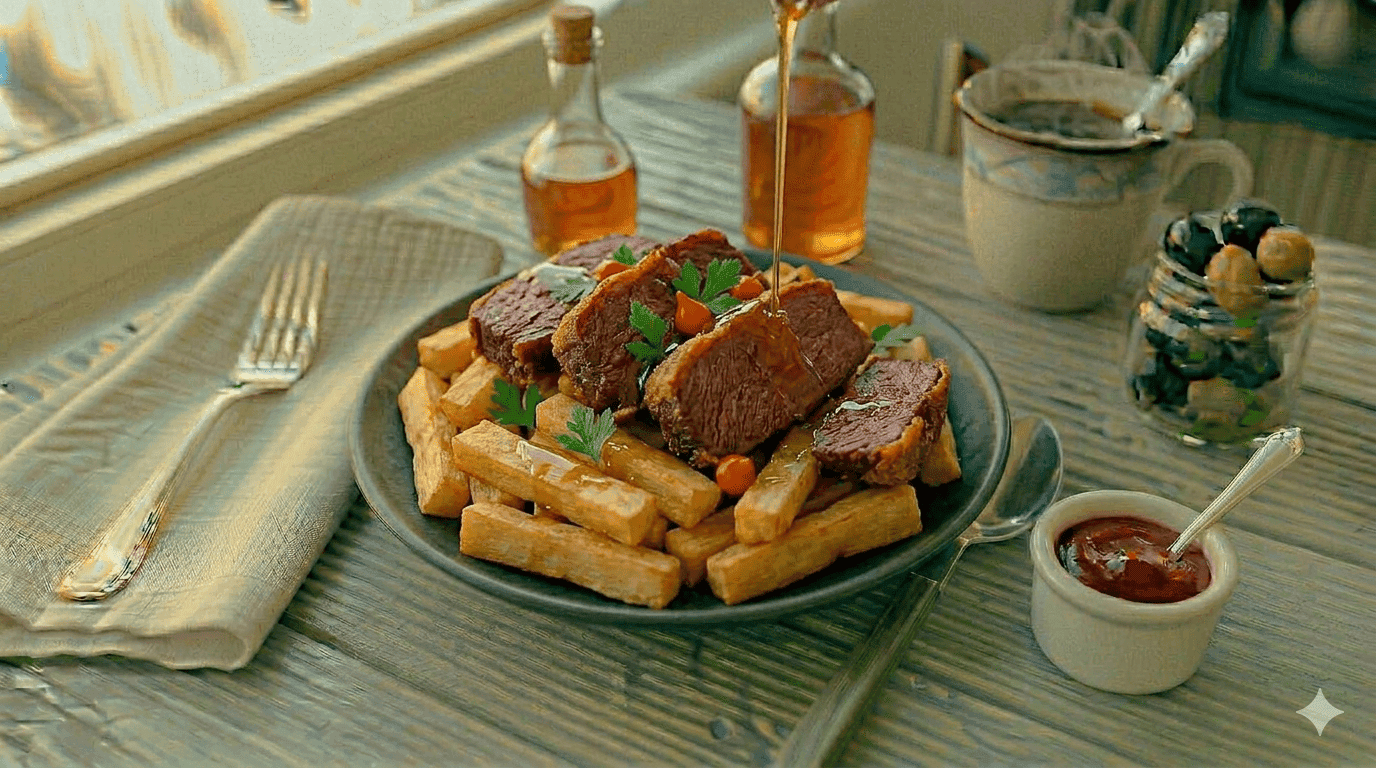 Carne de Sol com Macaxeira Frita e Manteiga de Garrafa