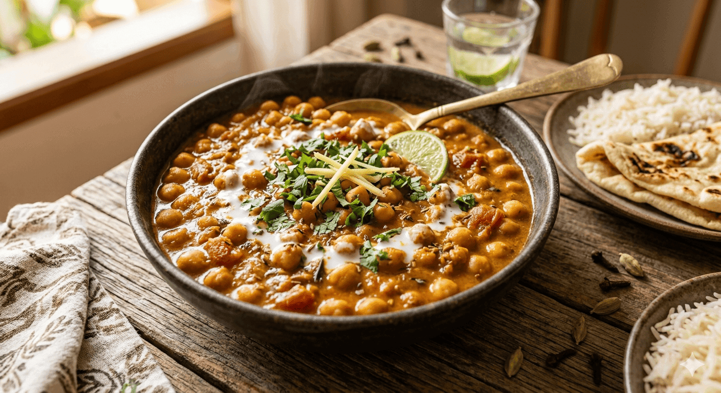 Curry de Grão-de-Bico ao Leite de Coco