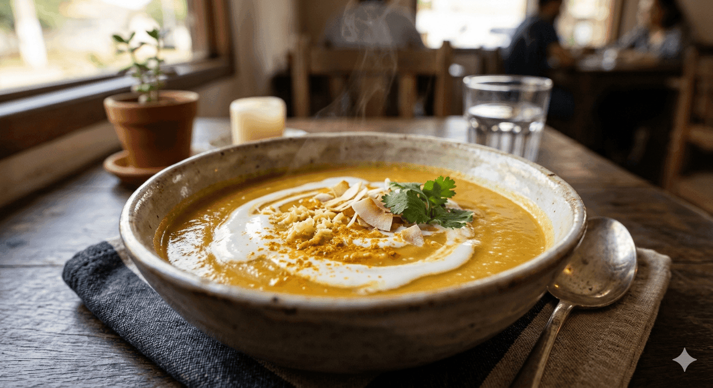 Sopa de Abóbora com Creme de Coco